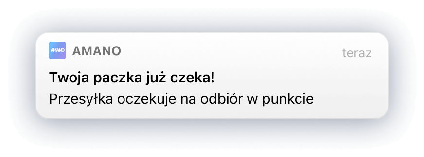 Amano powiadomienie oczekującej paczki